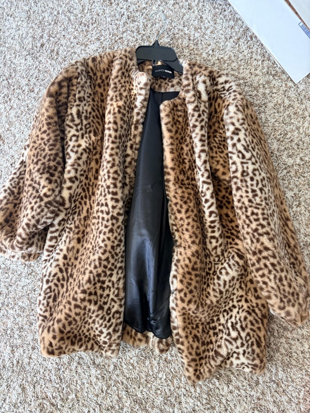 Fashion Nova Faux Leopard Print Coat - Brown